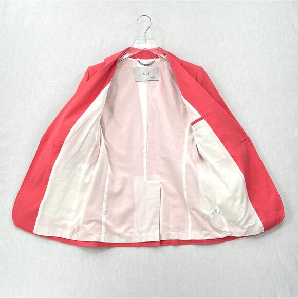 ALC Donovan Linen Blend Blazer Womens 00 Dark Grapefruit Coral Classic Office - Picture 8 of 16